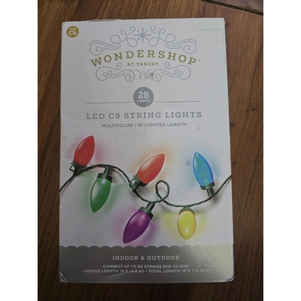 Wondershop LED C9 Multicolor String Lights 25ct Indoor Outdoor 16ft C4